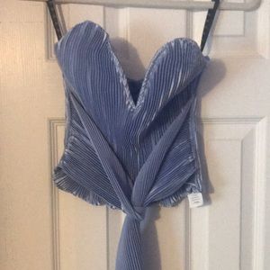 Misguided powder blue silk cropped top